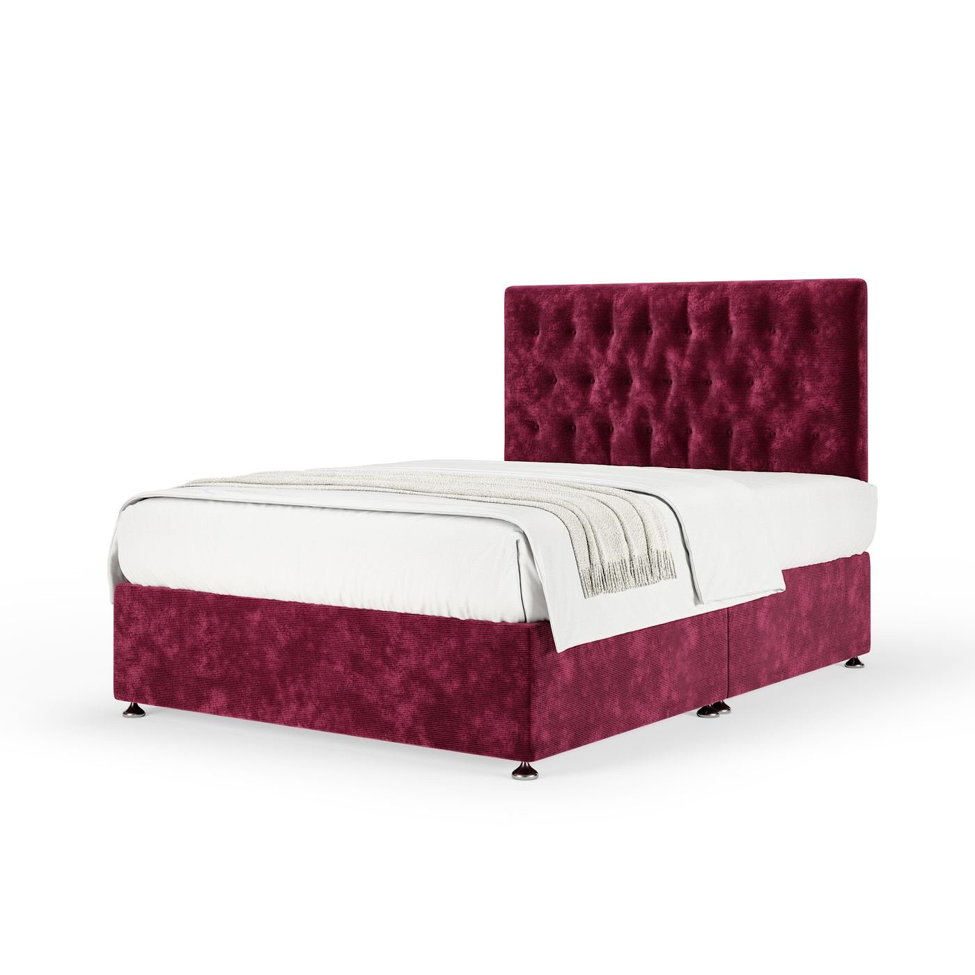 Chenille Divan + Headboard - Aubergine