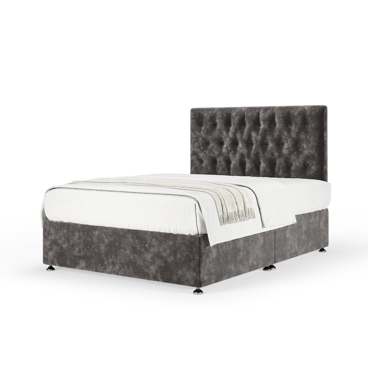 Chenille Divan + Headboard - Charcoal