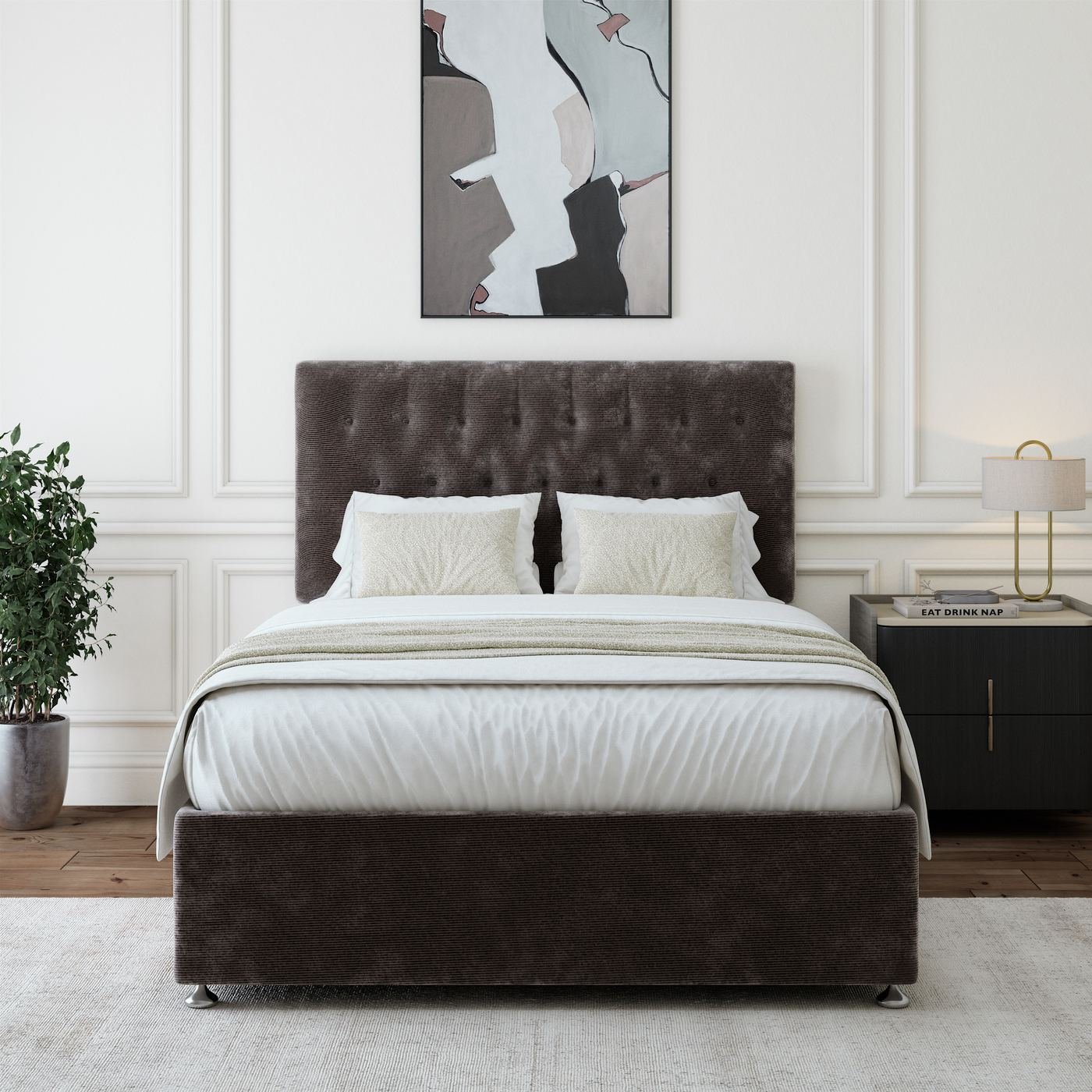 Chenille Divan + Headboard - Charcoal