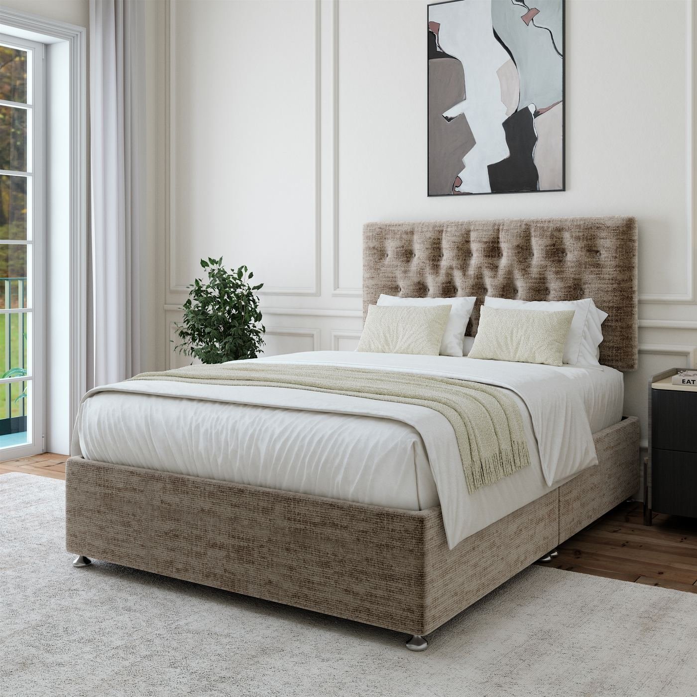 Chenille Divan + Headboard - Mink