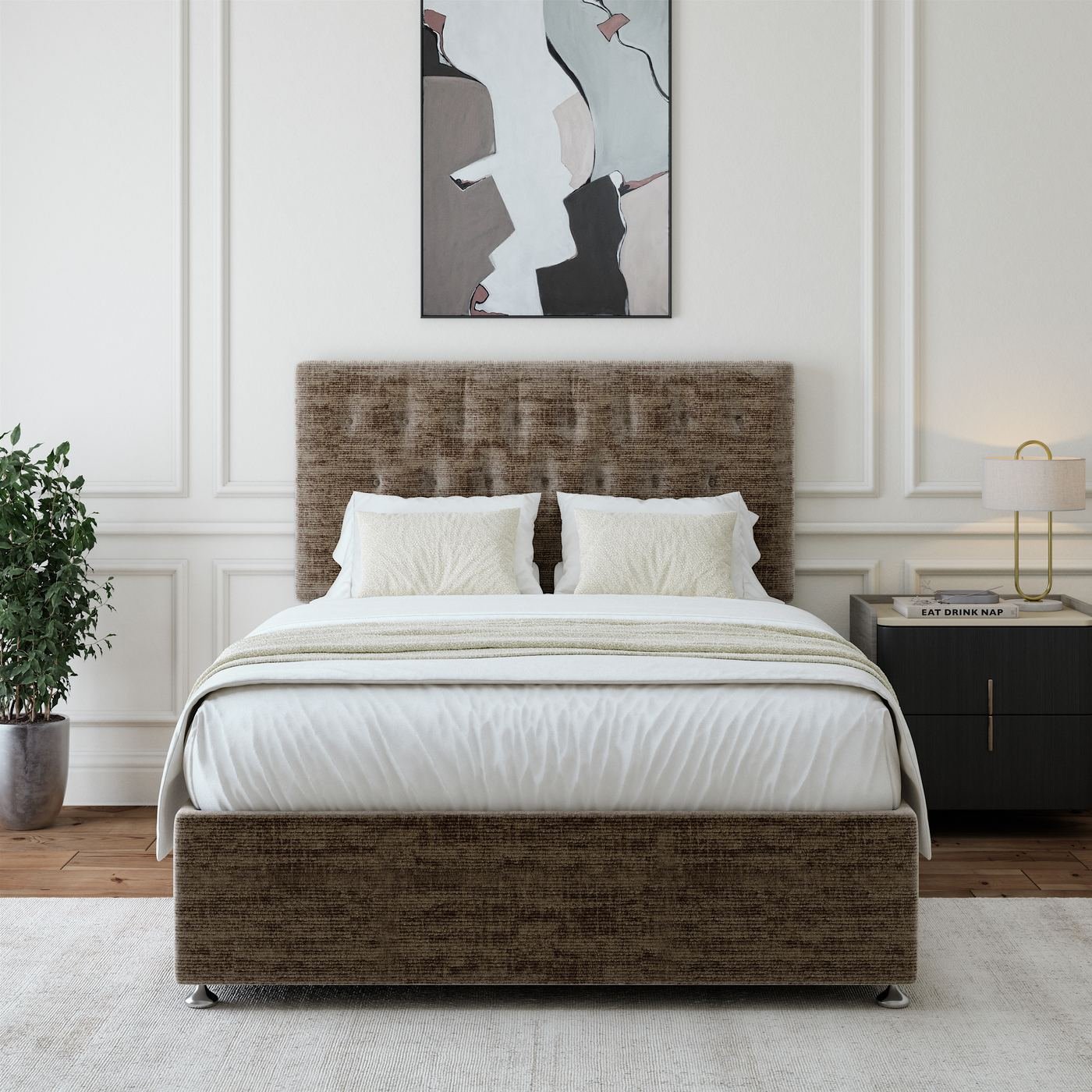 Chenille Divan + Headboard - Mink