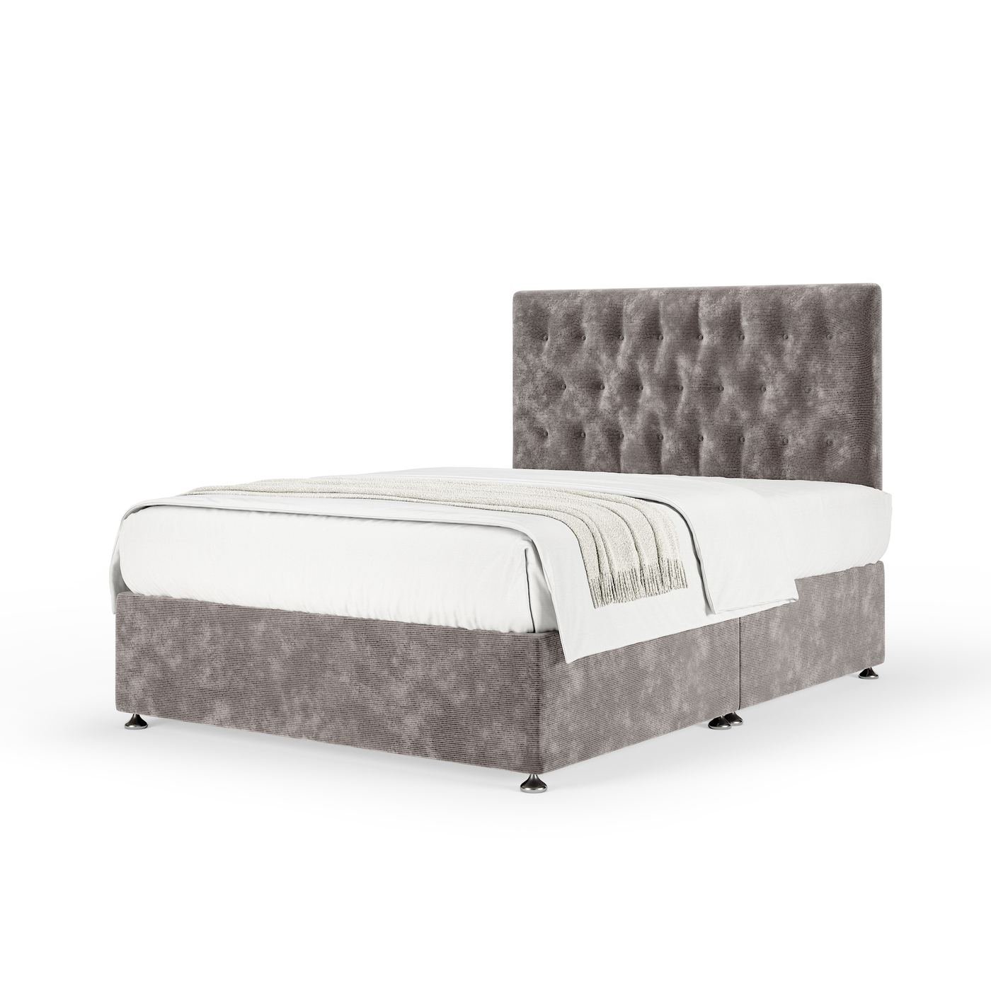 Chenille Divan + Headboard - Silver