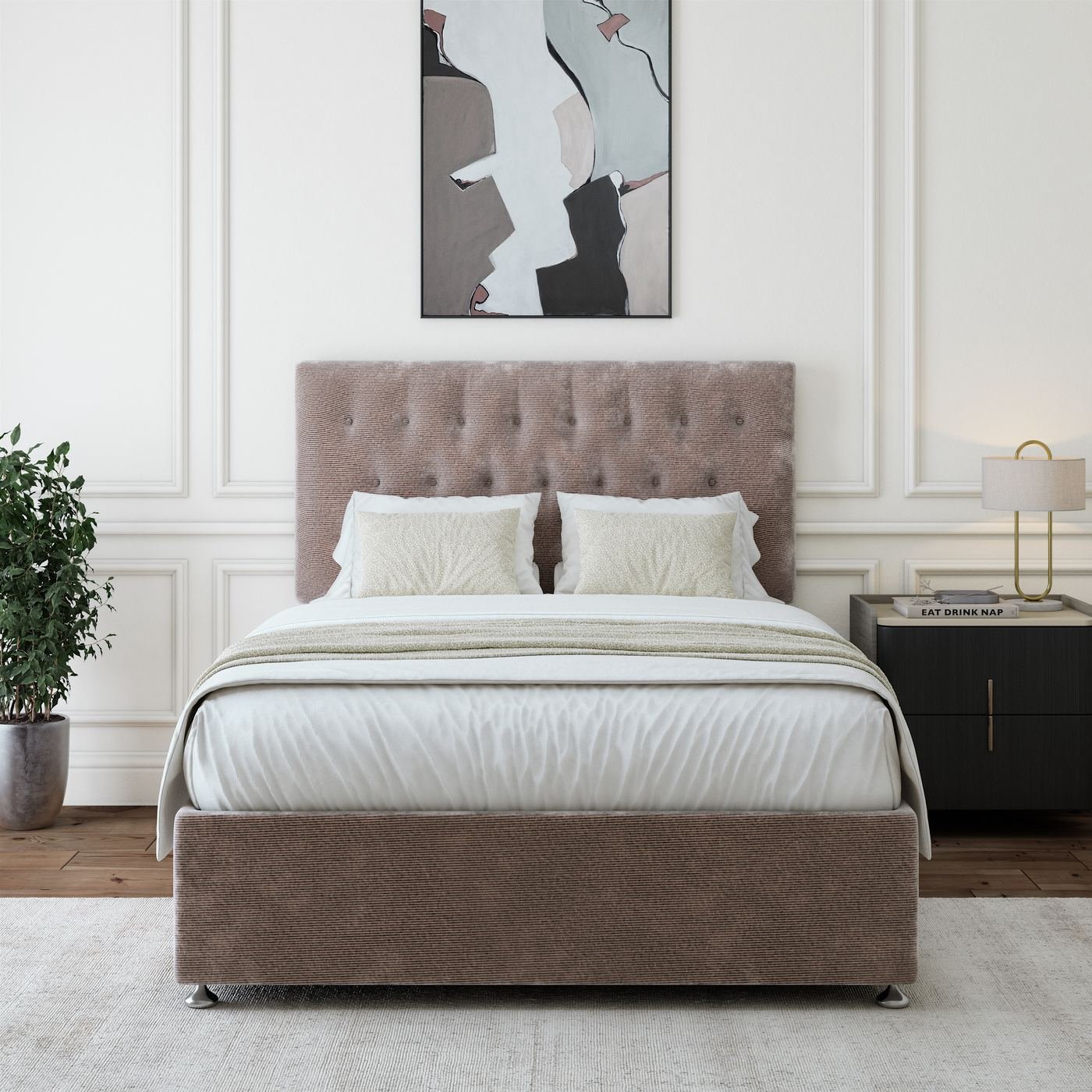Chenille Divan + Headboard - Silver