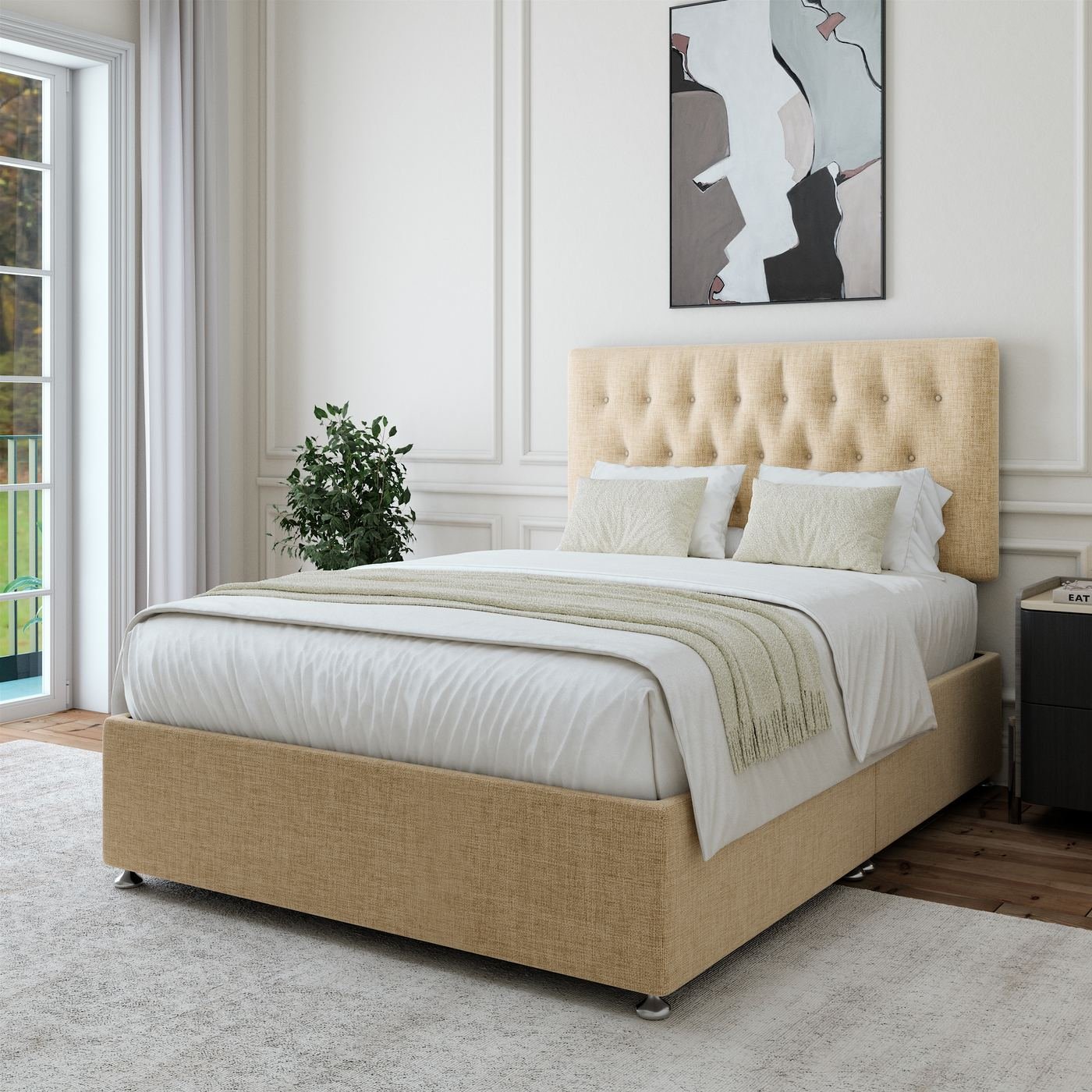 Linen Divan + Headboard - Cream
