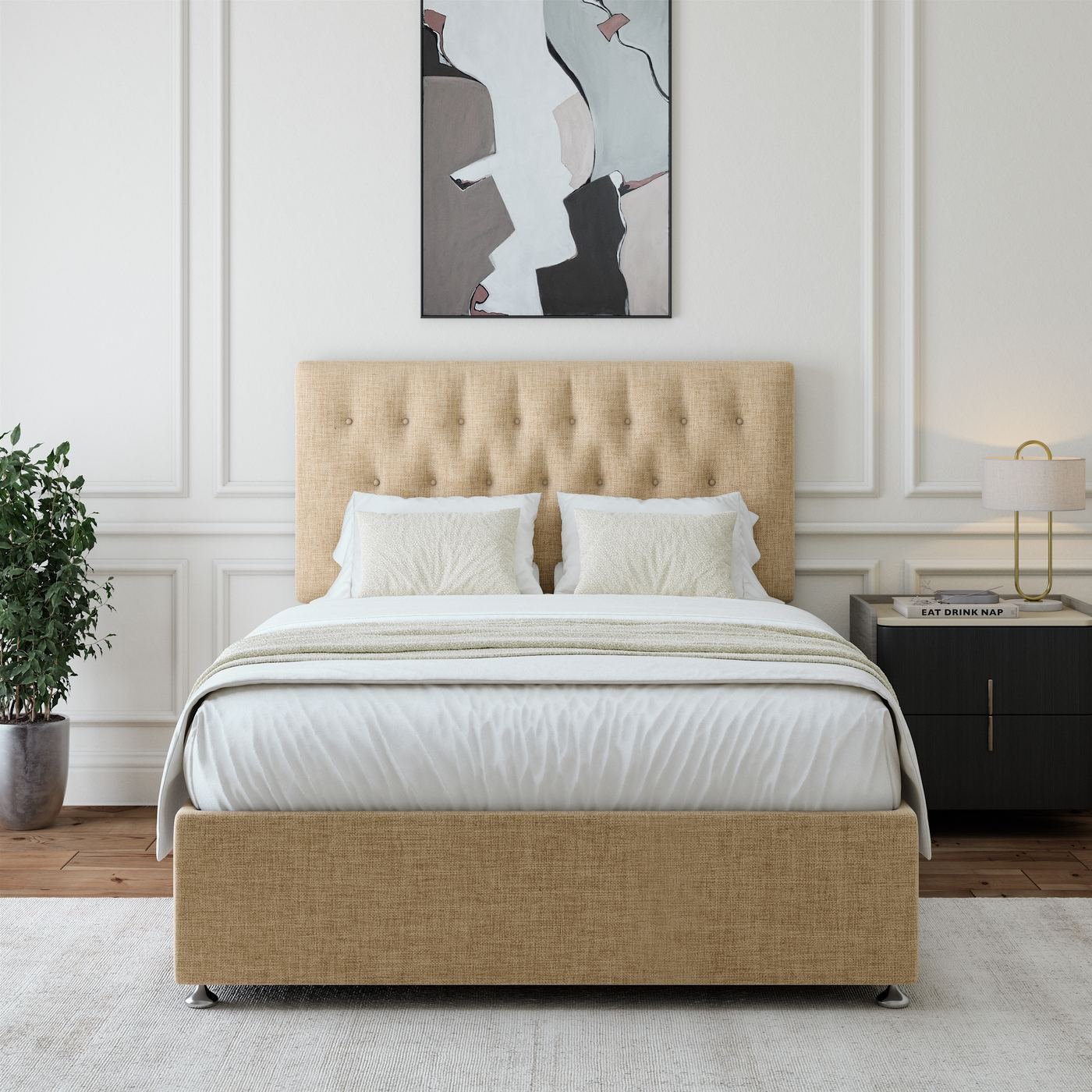 Linen Divan + Headboard - Cream