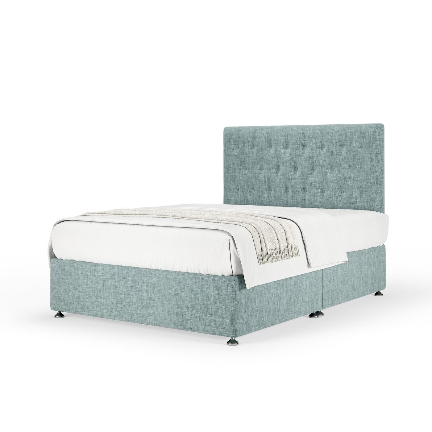 Linen Divan + Headboard - Duck Egg