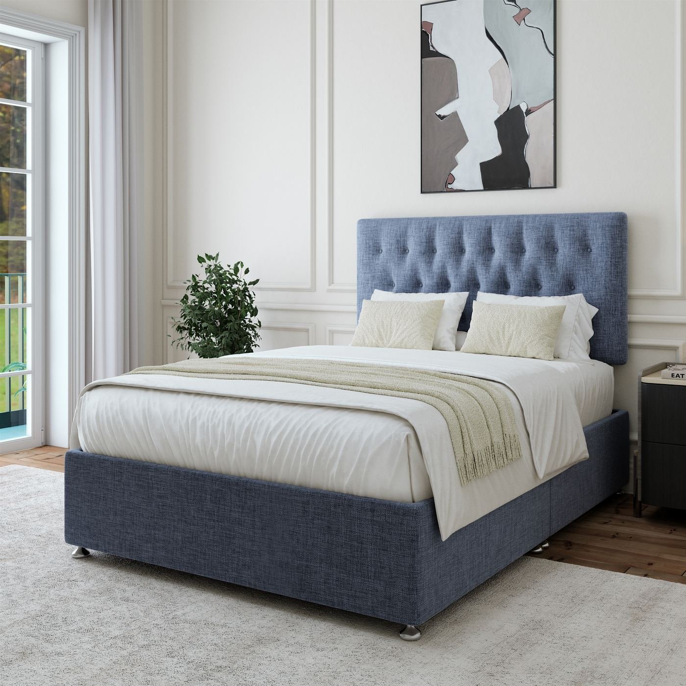 Linen Divan + Headboard - Midnight