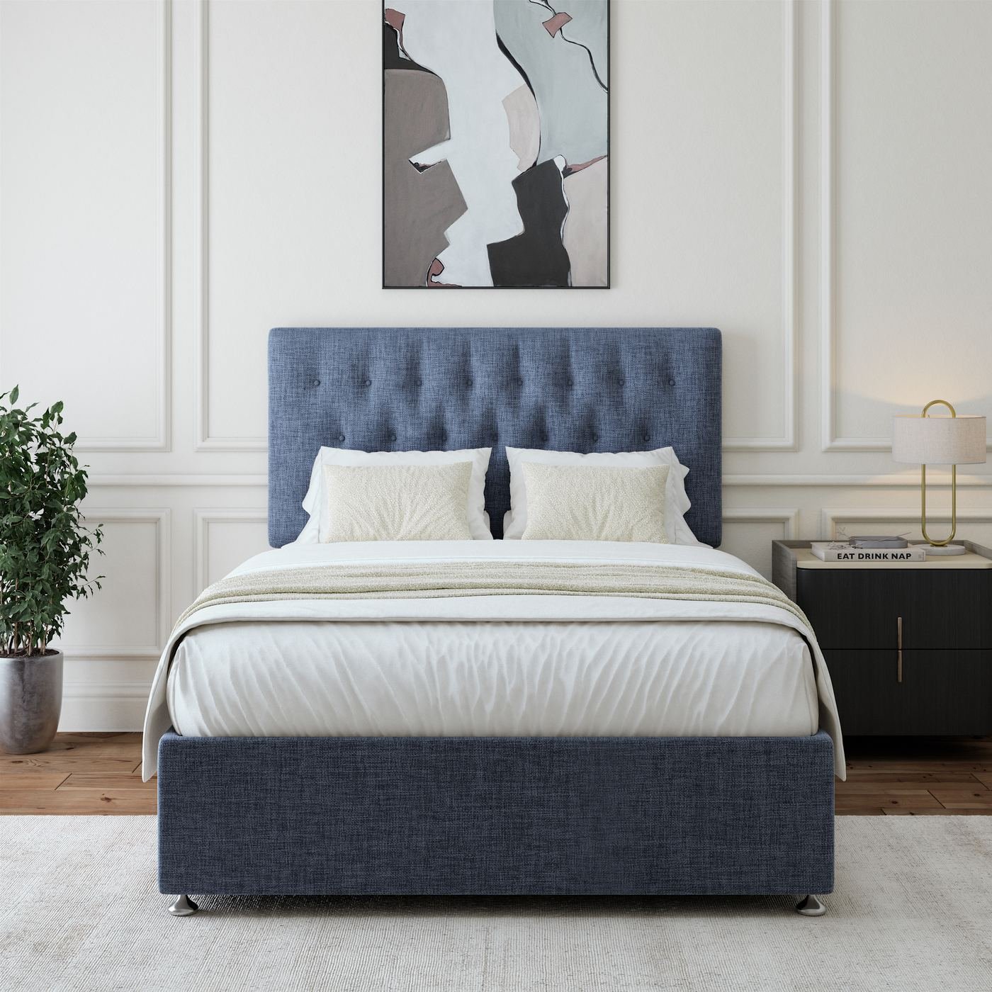 Linen Divan + Headboard - Midnight