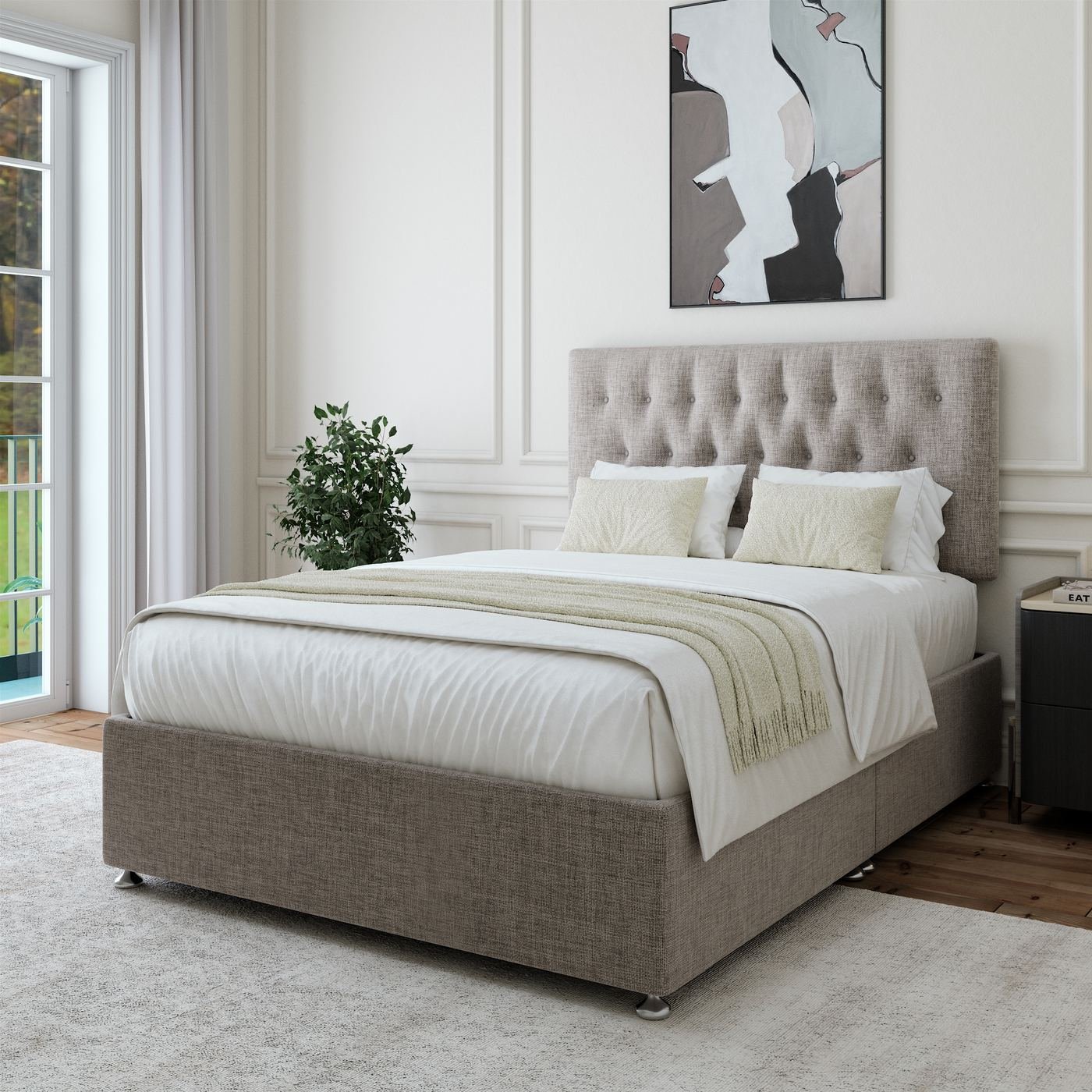 Linen Divan + Headboard - Slate Grey