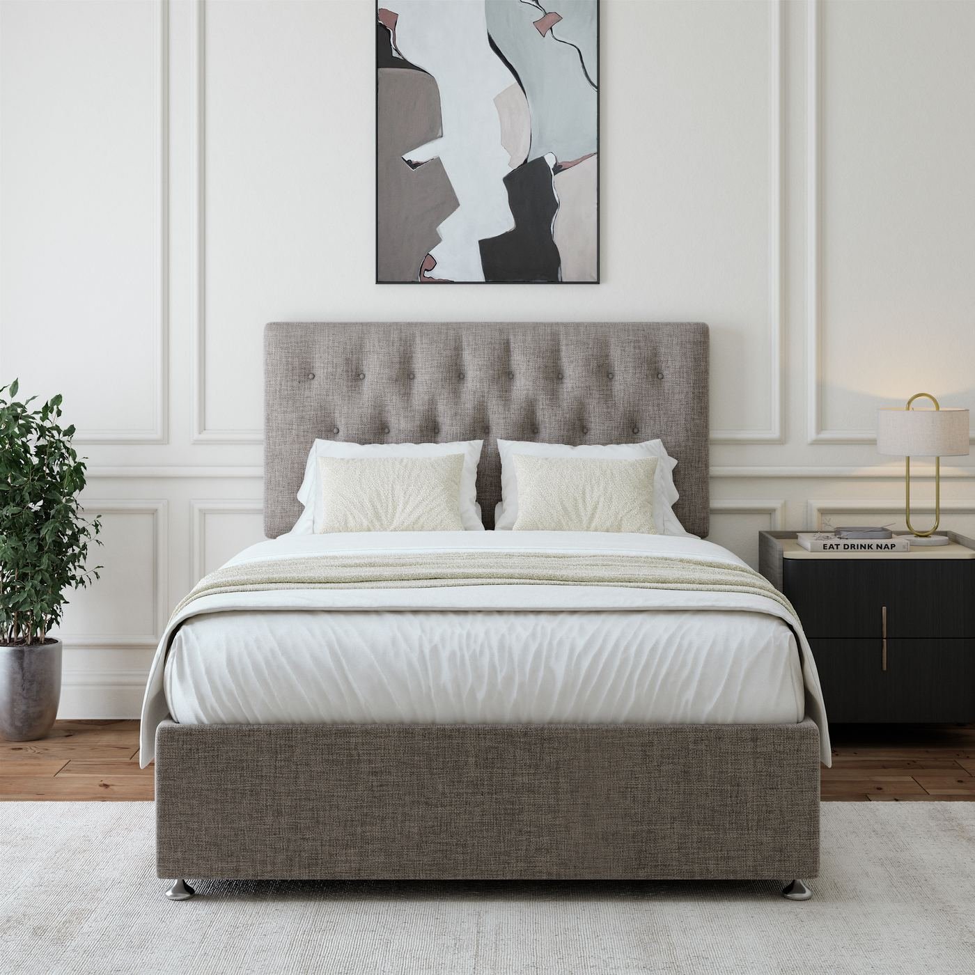 Linen Divan + Headboard - Slate Grey