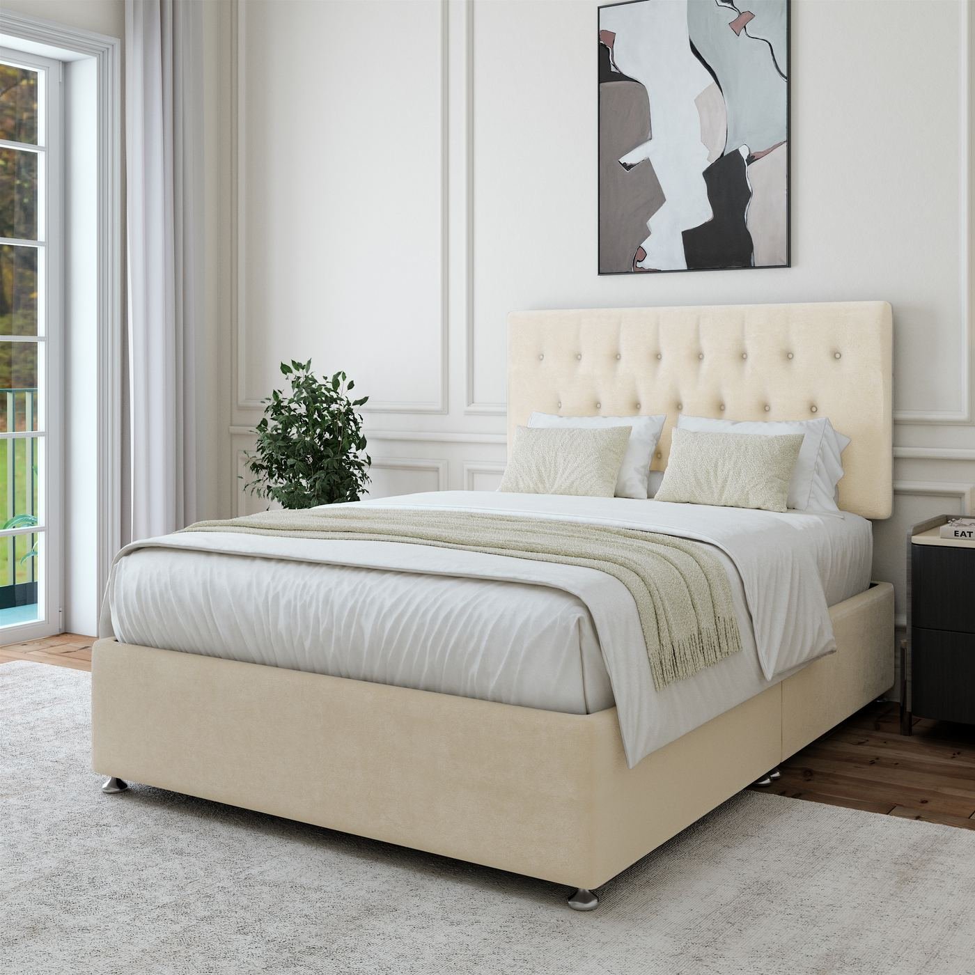 Naples Divan + Headboard - Cream