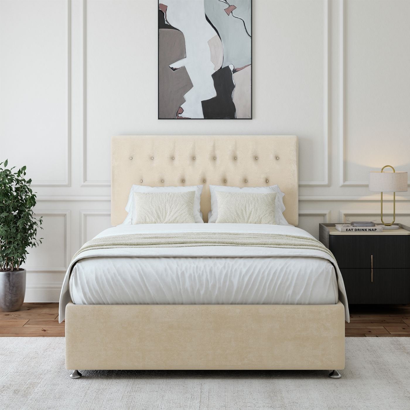 Naples Divan + Headboard - Cream