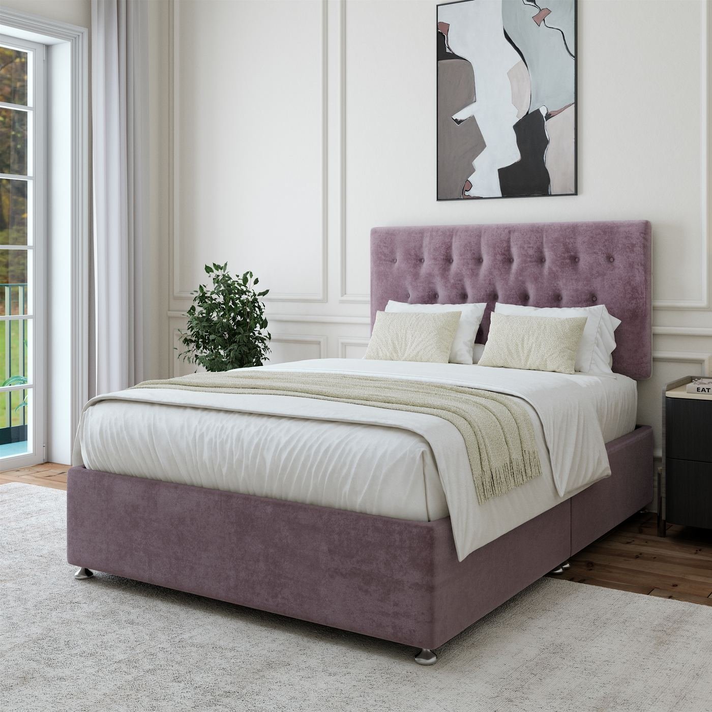 Naples Divan + Headboard - Mauve