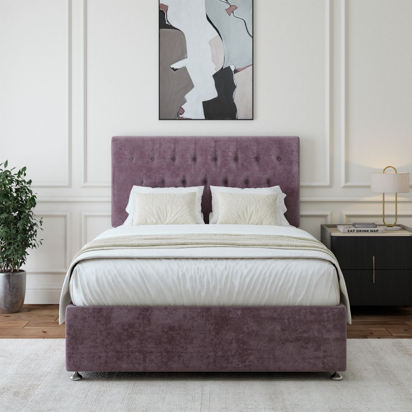 Naples Divan + Headboard - Mauve