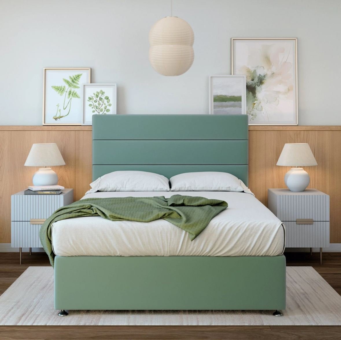 Plush Velvet Divan + Headboard - Duck Egg