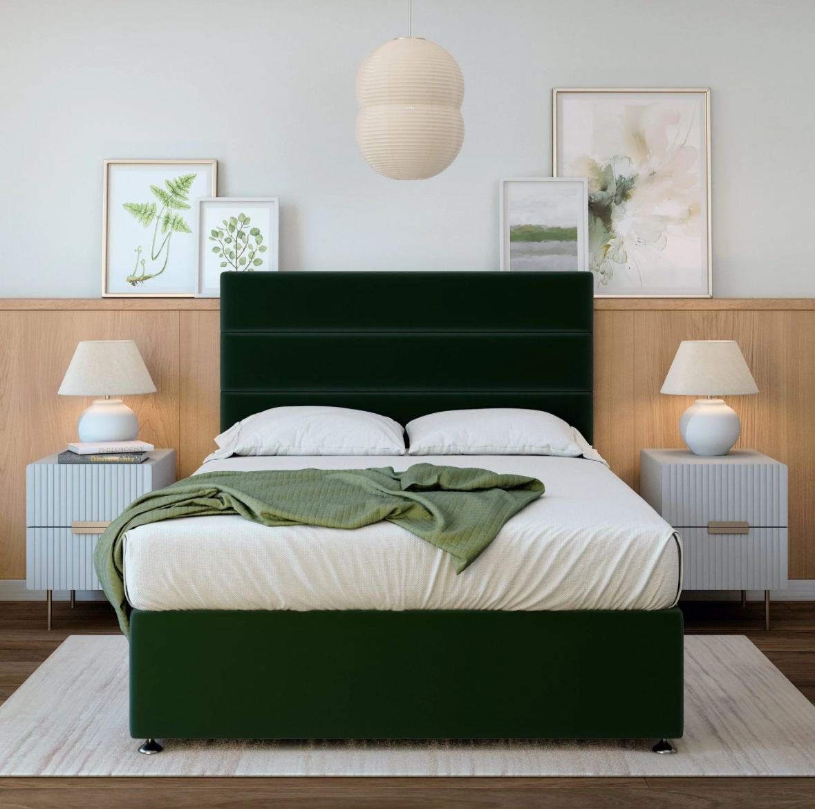 Plush Velvet Divan + Headboard - Emerald Green