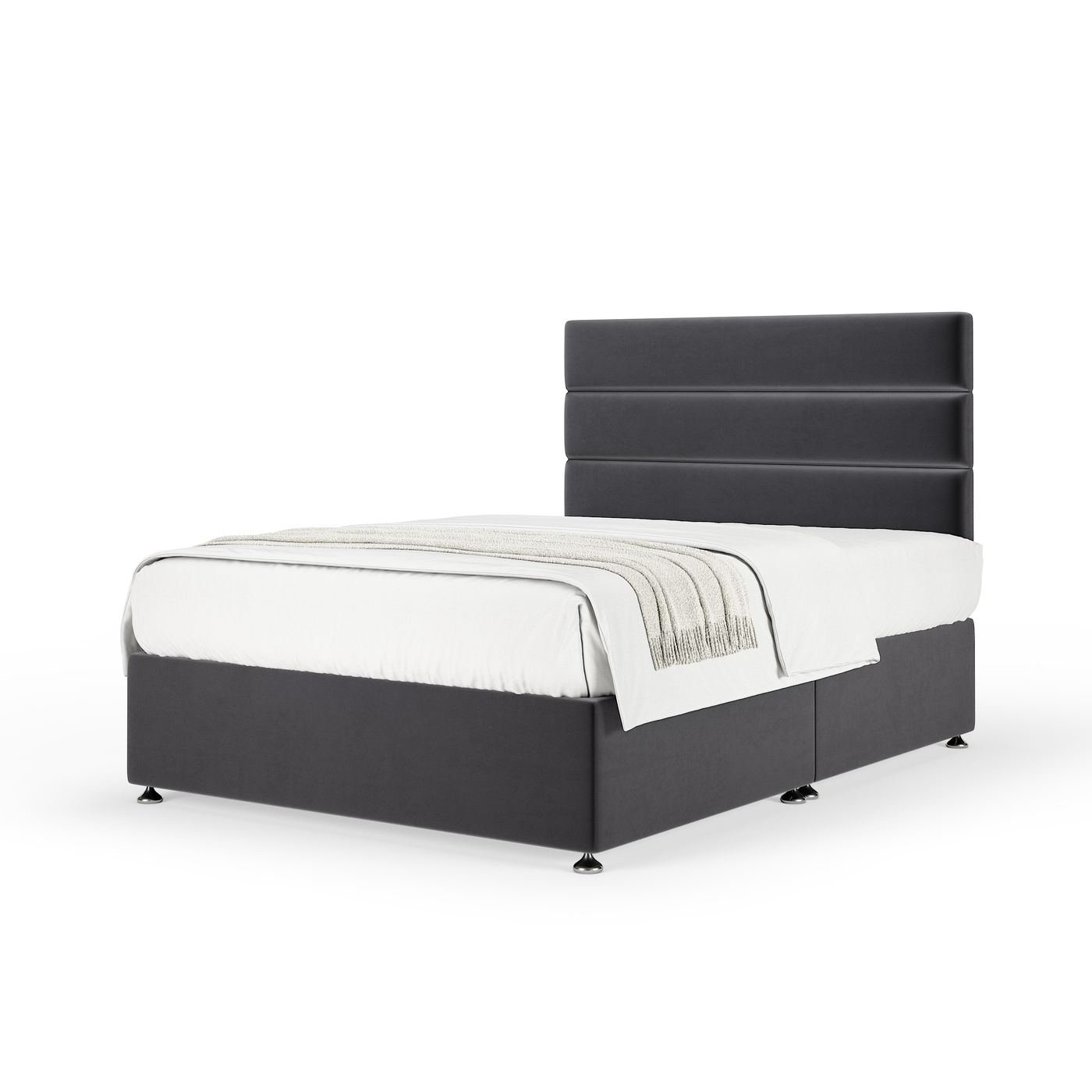 Plush Velvet Divan + Headboard - Graphite
