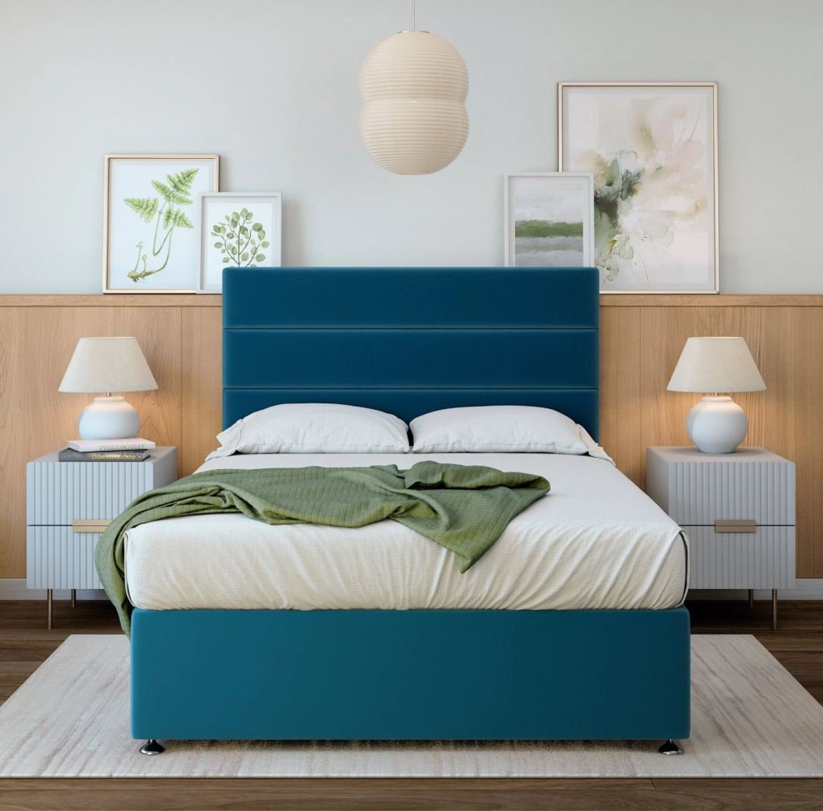 Plush Velvet Divan + Headboard - Marine Blue