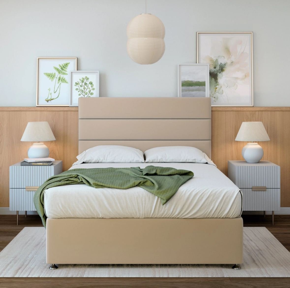 Plush Velvet Divan + Headboard - Natural