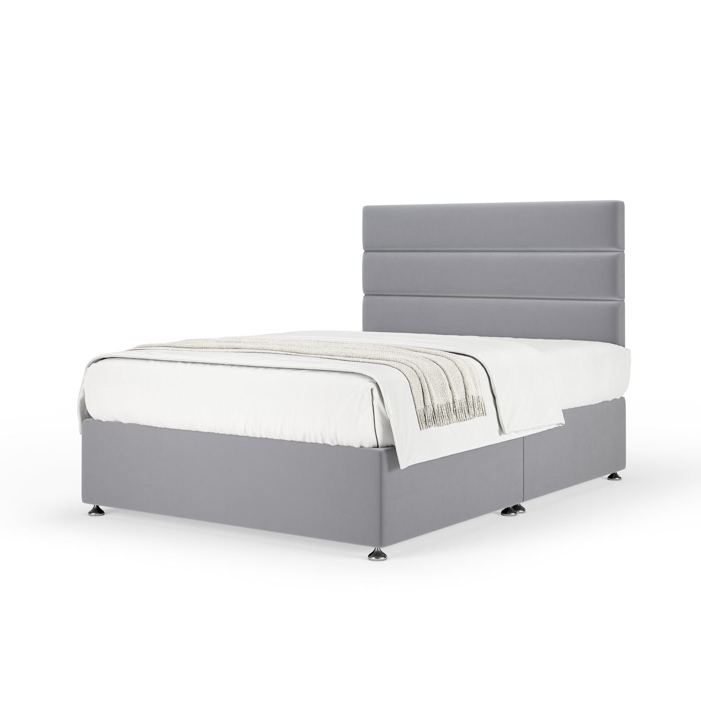 Plush Velvet Divan + Headboard - Silver