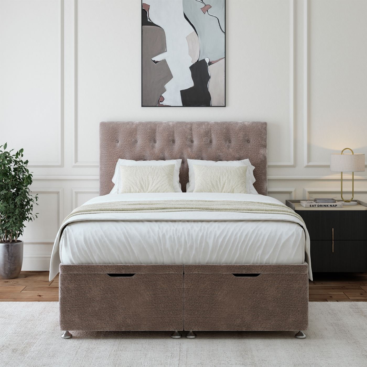Chenille Ottoman Storage Bed - Silver