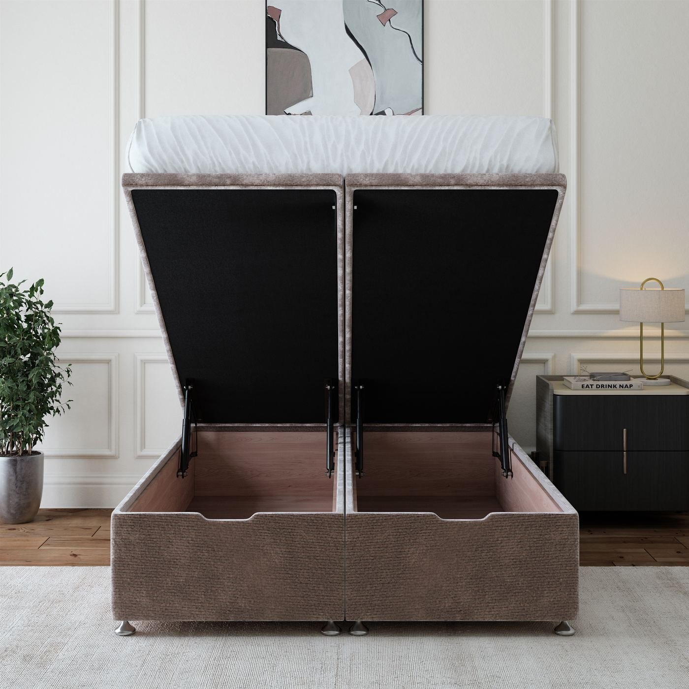 Chenille Ottoman Storage Bed - Silver