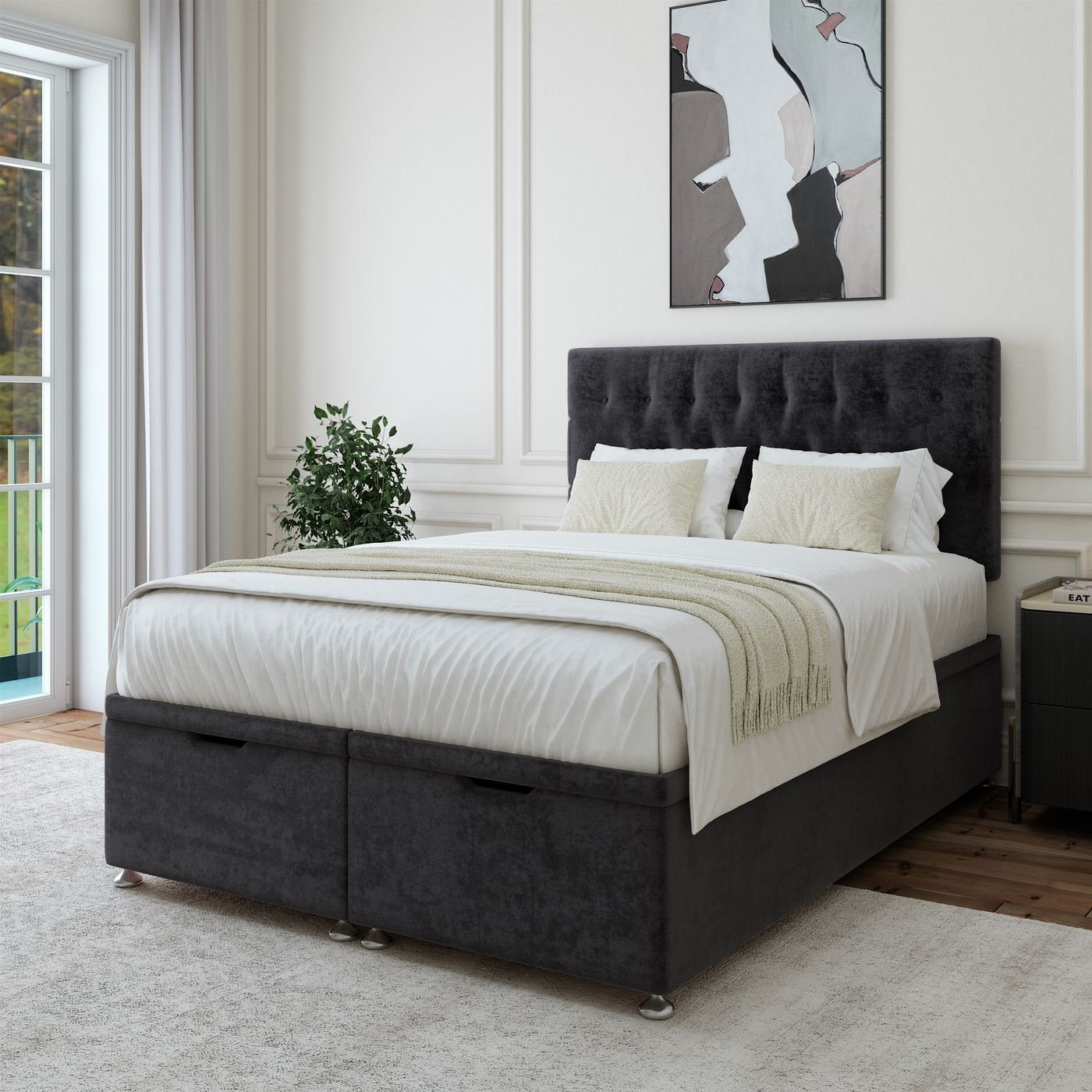Naples Ottoman Storage Bed - Black