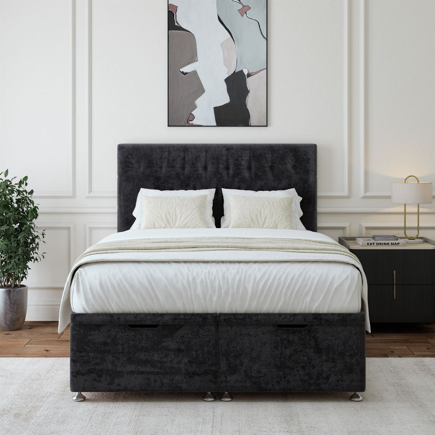 Naples Ottoman Storage Bed - Black