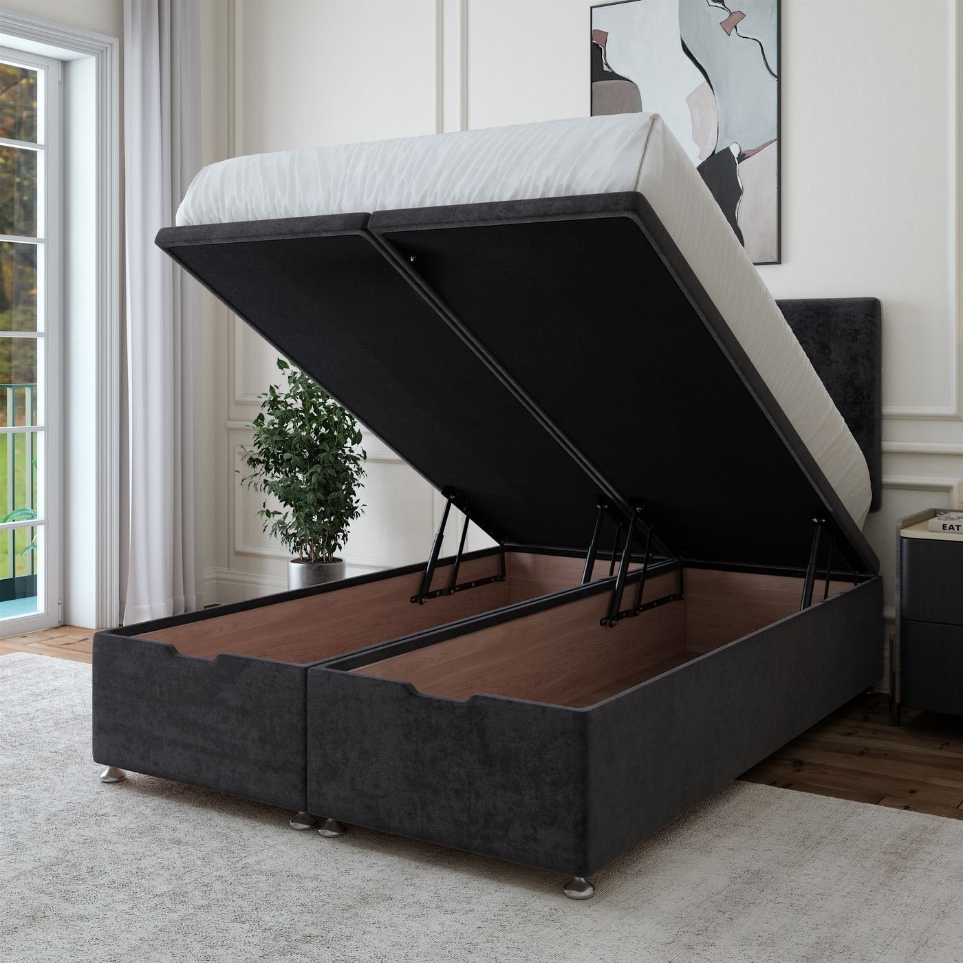 Naples Ottoman Storage Bed - Black