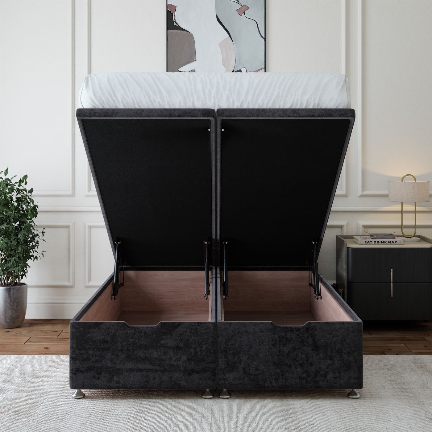 Naples Ottoman Storage Bed - Black