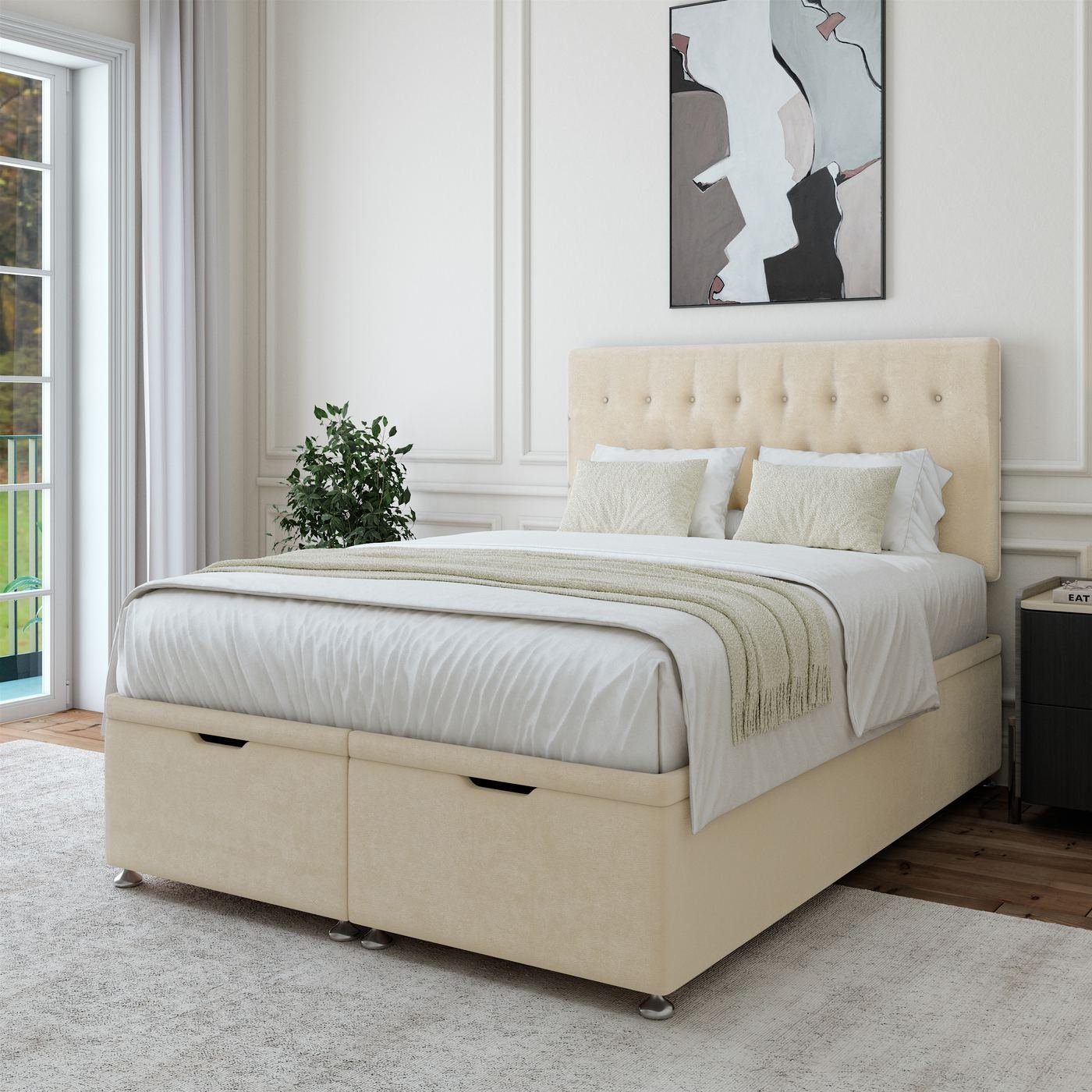 Naples Ottoman Storage Bed - Cream