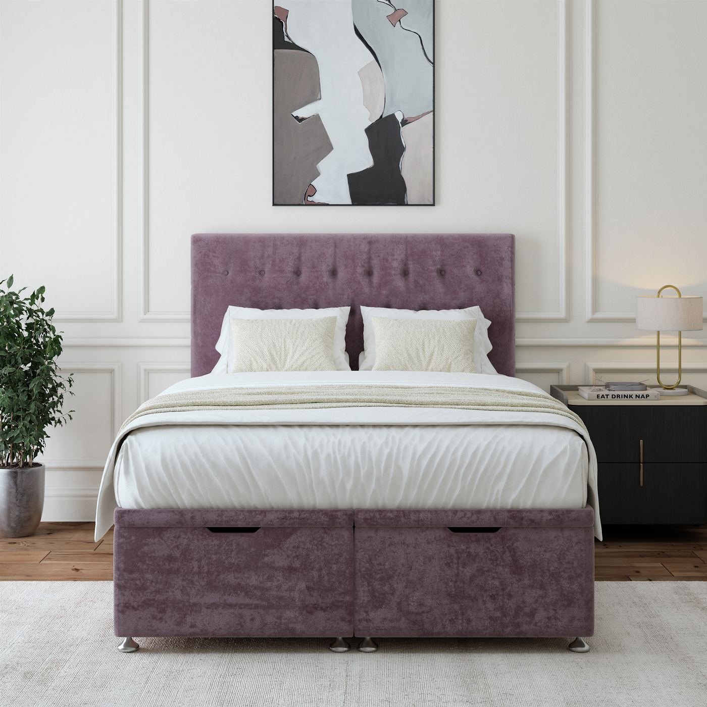 Naples Ottoman Storage Bed - Mauve