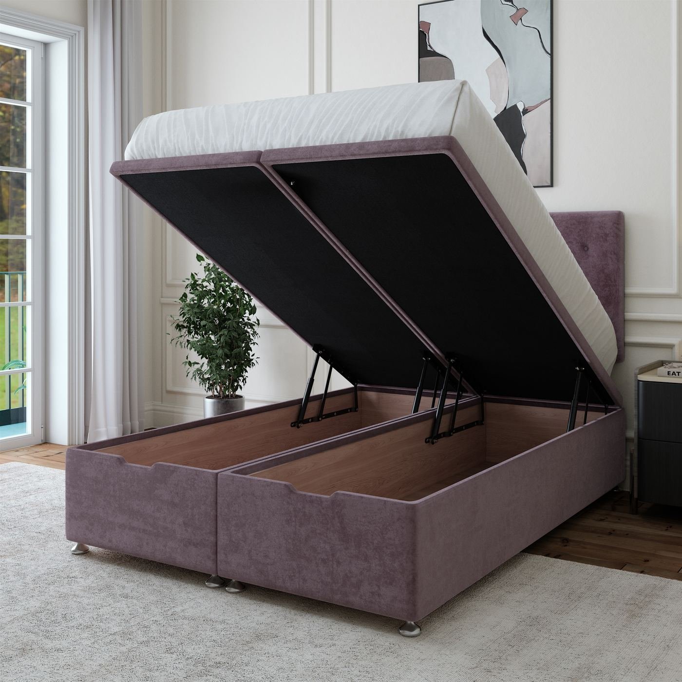 Naples Ottoman Storage Bed - Mauve