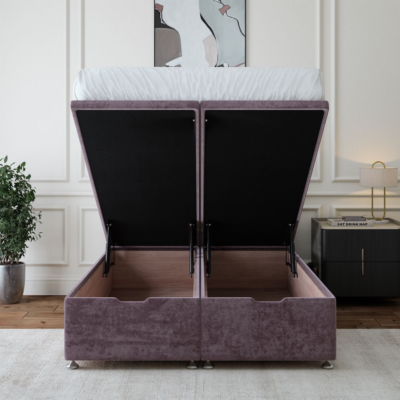 Naples Ottoman Storage Bed - Mauve