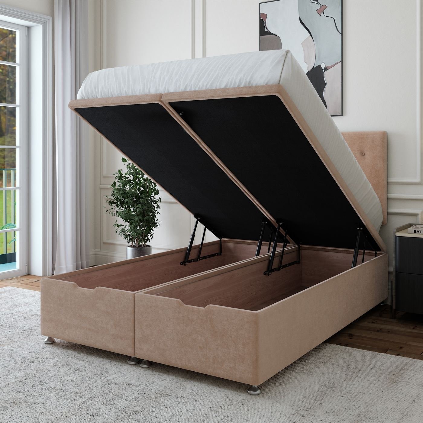 Naples Ottoman Storage Bed - Mink