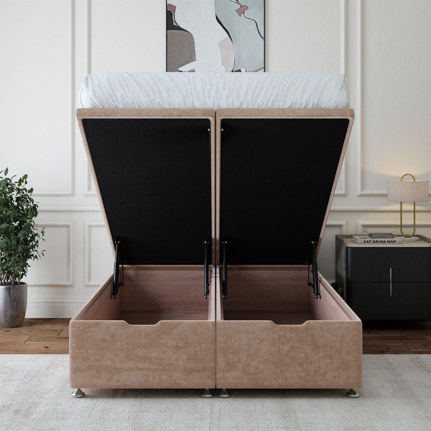 Naples Ottoman Storage Bed - Mink