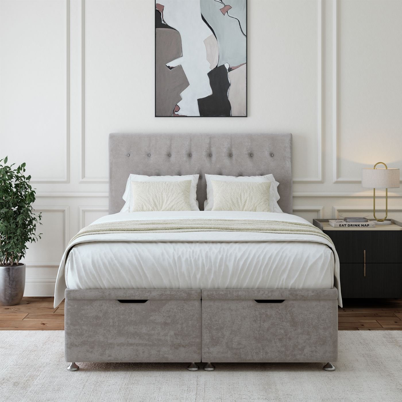 Naples Ottoman Storage Bed - Silver