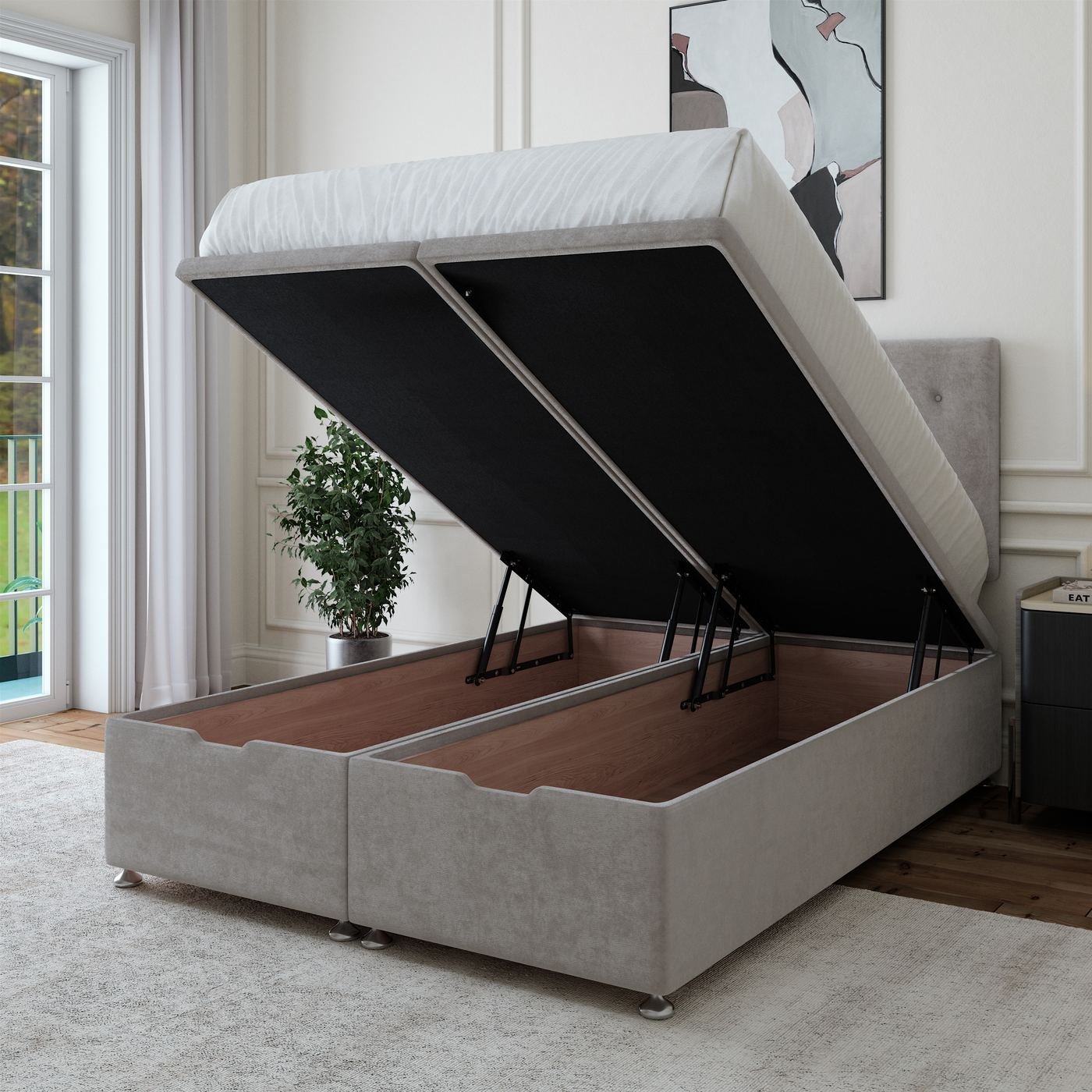 Naples Ottoman Storage Bed - Silver
