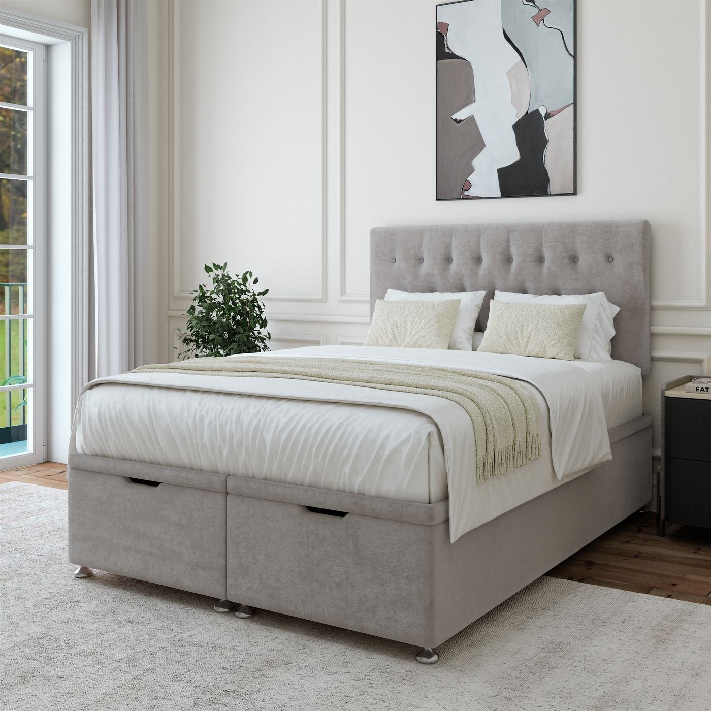 Naples Ottoman Storage Bed - Silver