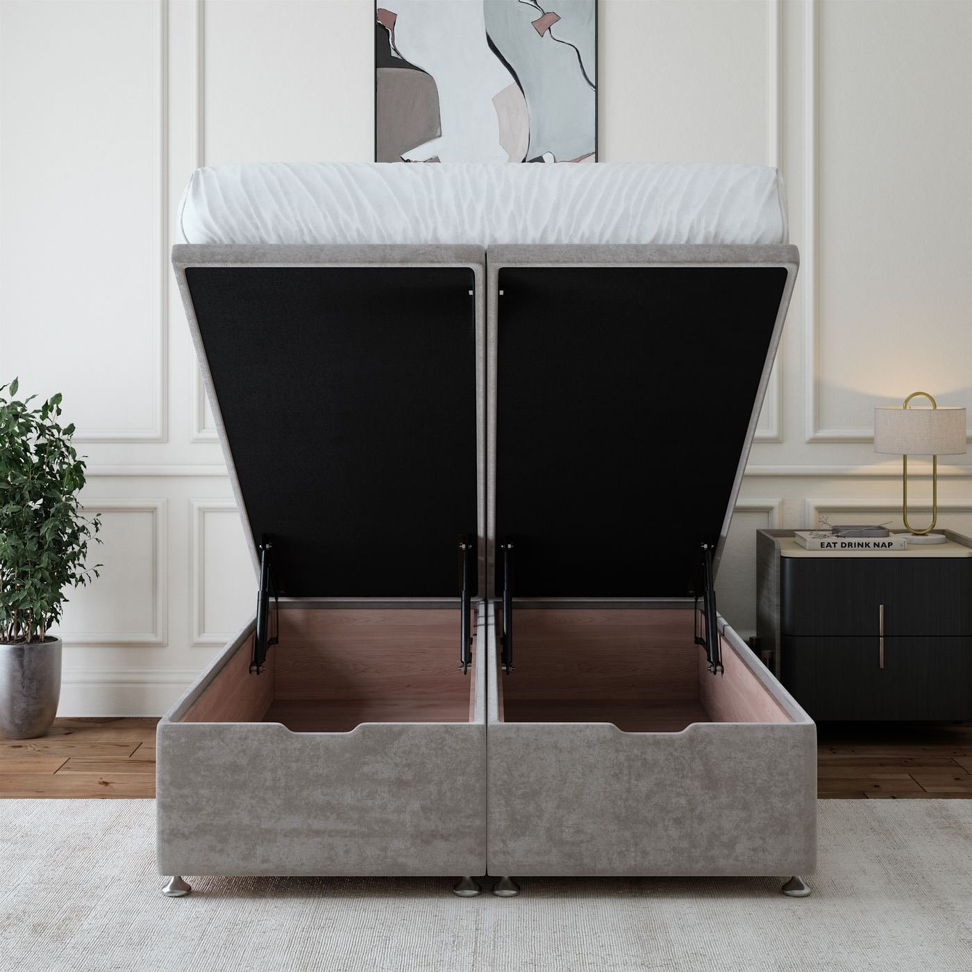 Naples Ottoman Storage Bed - Silver